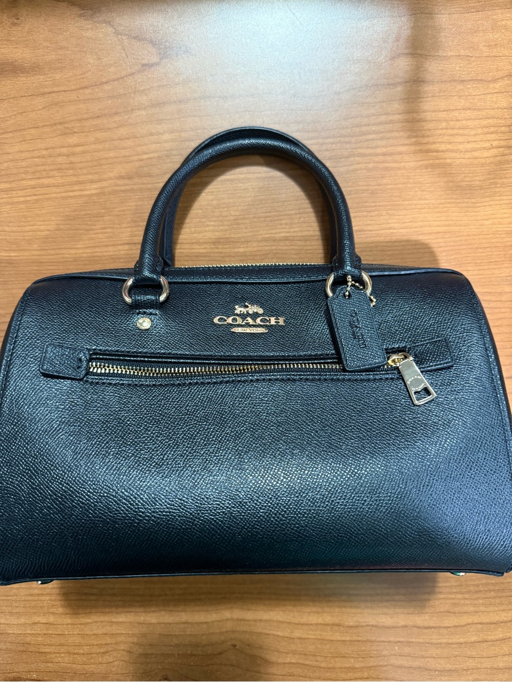 Coach Black Saffiano Leather Dome Satchel with Gold Hardware